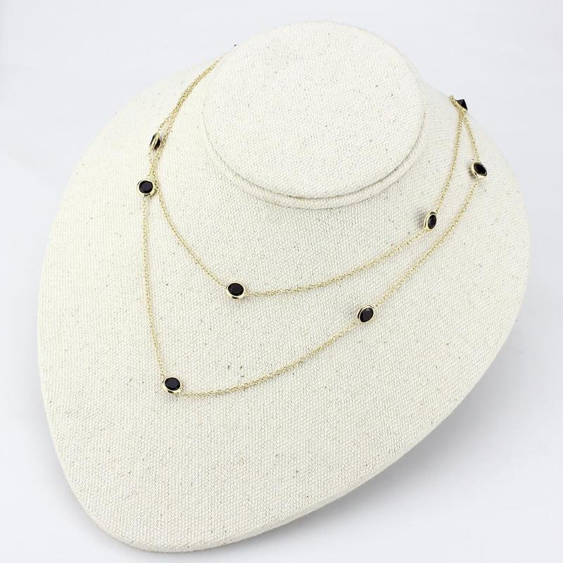 Gold Brass Necklace with AAA Grade CZ in Garnet