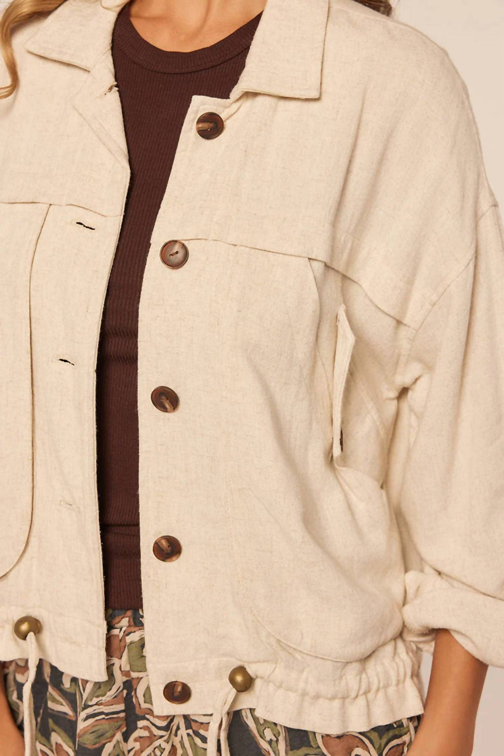 Jessie Linen Blend Jacket In Beige