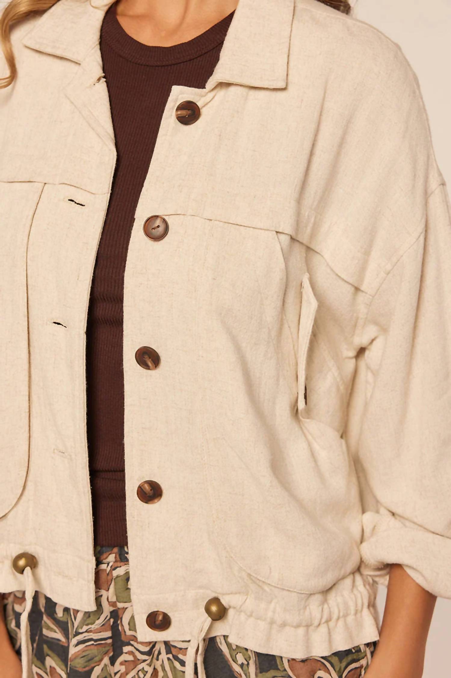 Jessie Linen Blend Jacket In Beige