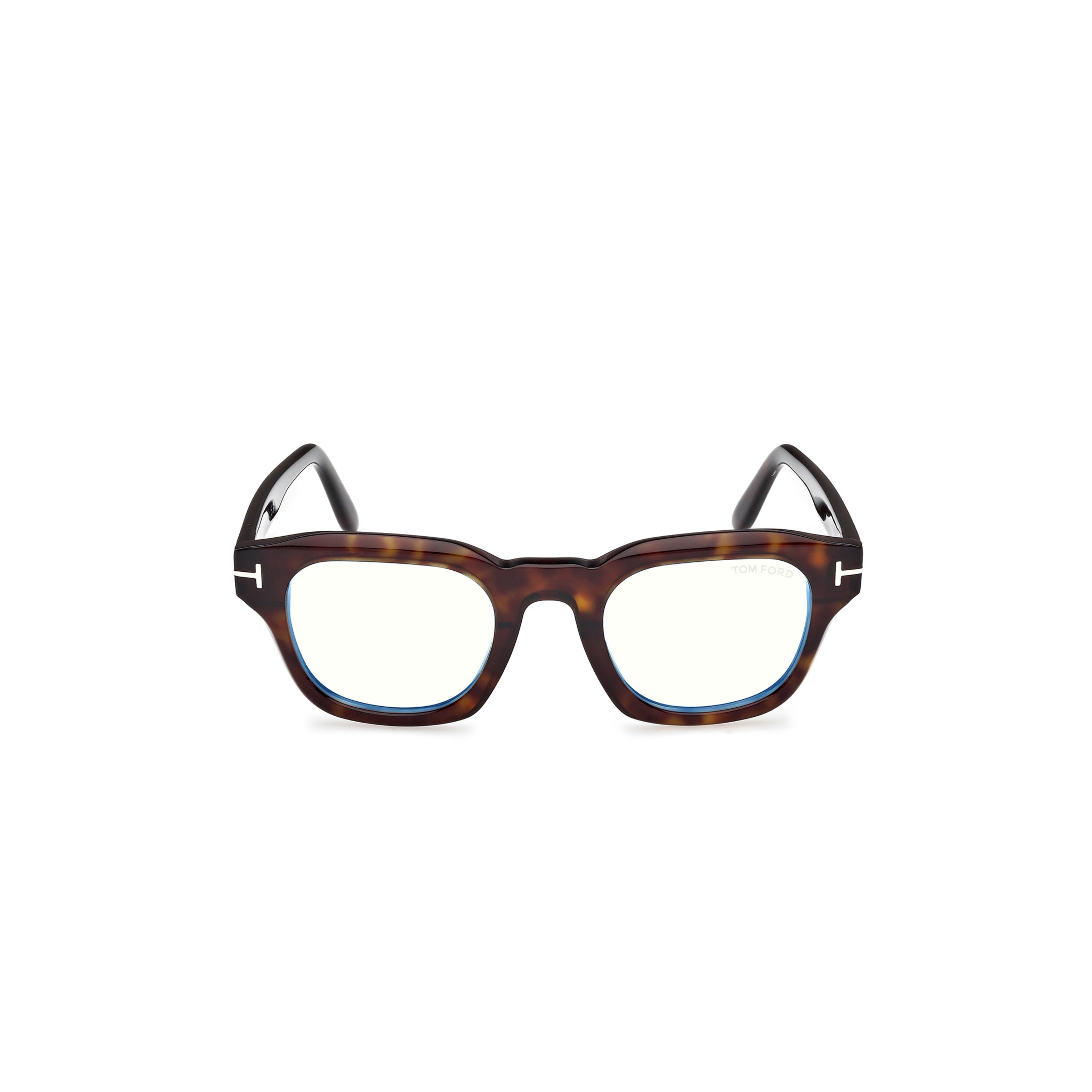 Square Tortoiseshell Acetate Eyeglasses With Silver Accents