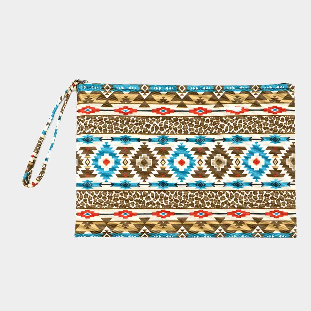 Leopard Tribal Pattern Pouch Clutch Bag