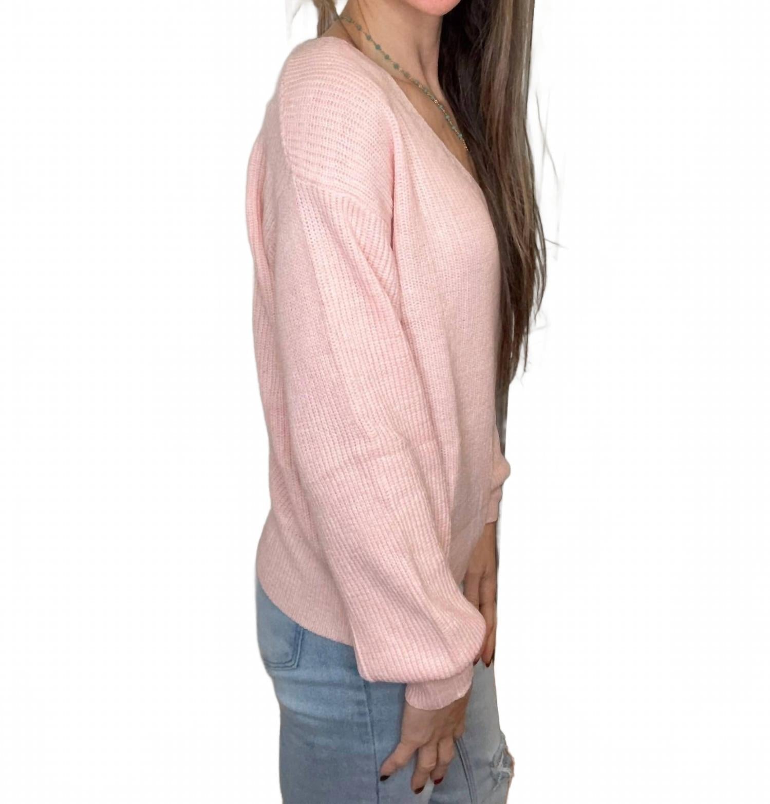 Bethany Bow Knit Sweater In Pink
