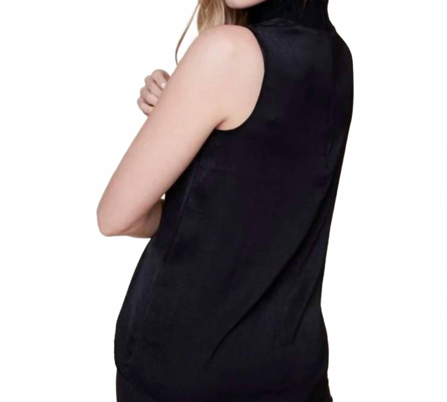 Sleeveless Mock Neck Top In Black