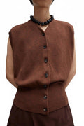 Flecked Cotton Waistcoat In Russet