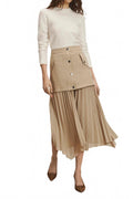 Patricka Handkerchief Hem Midi Skirt In Sand