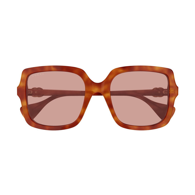 Gucci Sunglasses Square Full Rim, Light Havana Frame And Brown Lens Gg1070S002
