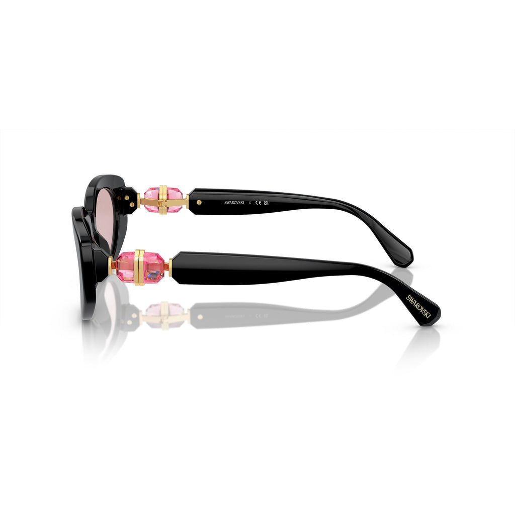 0Sk6002 Oversized Black Acetate Sunglasses with Pink Crystal Accents