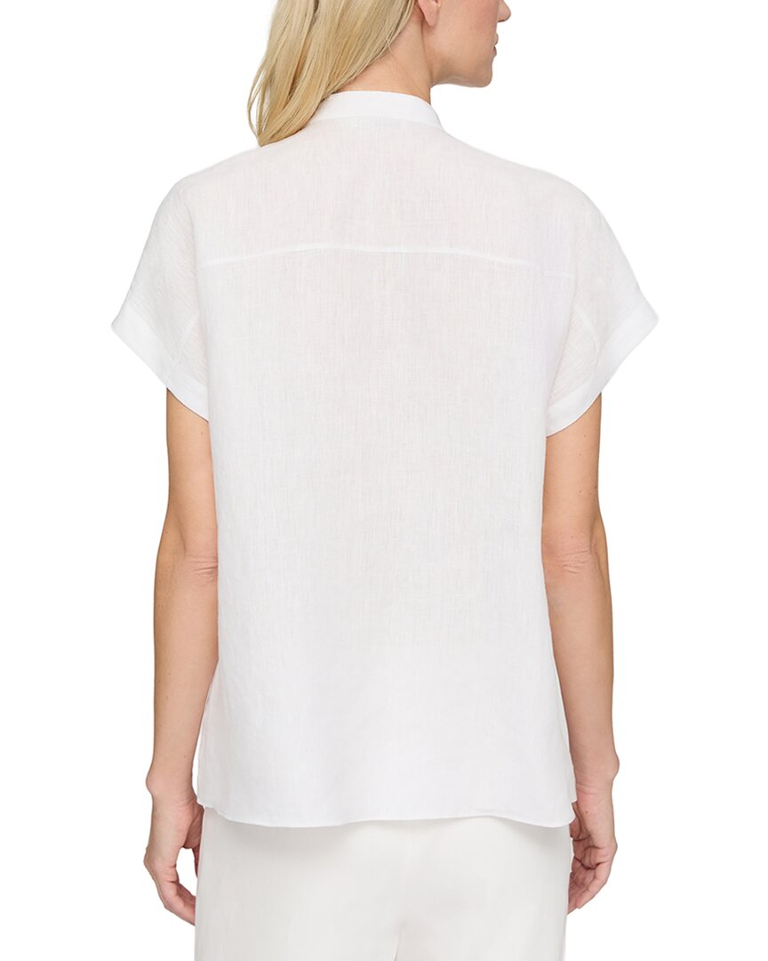 Lafayette 148 New York Petite Pintuck Bib Linen Blouse