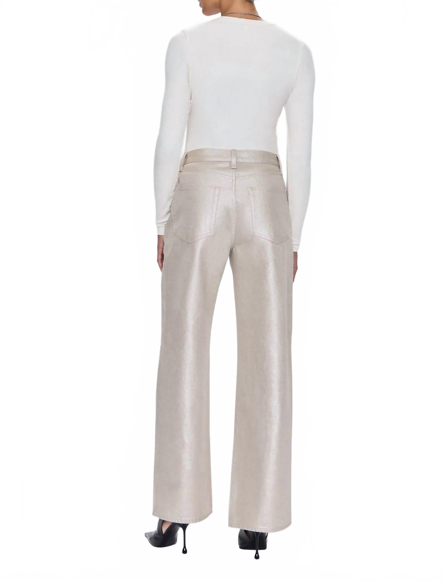 Tate High Rise Bowed Leg Jeans In Champagne Luster