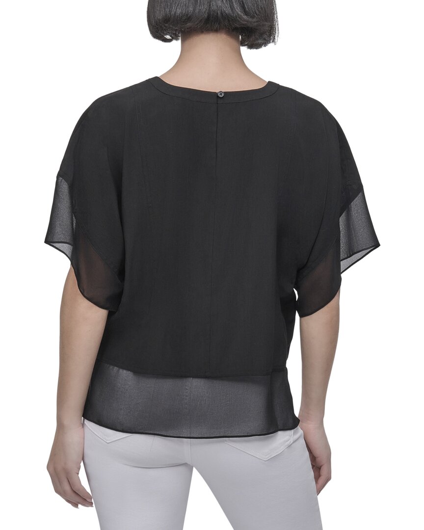 DKNY Dolman Sleeve Mix Media Top