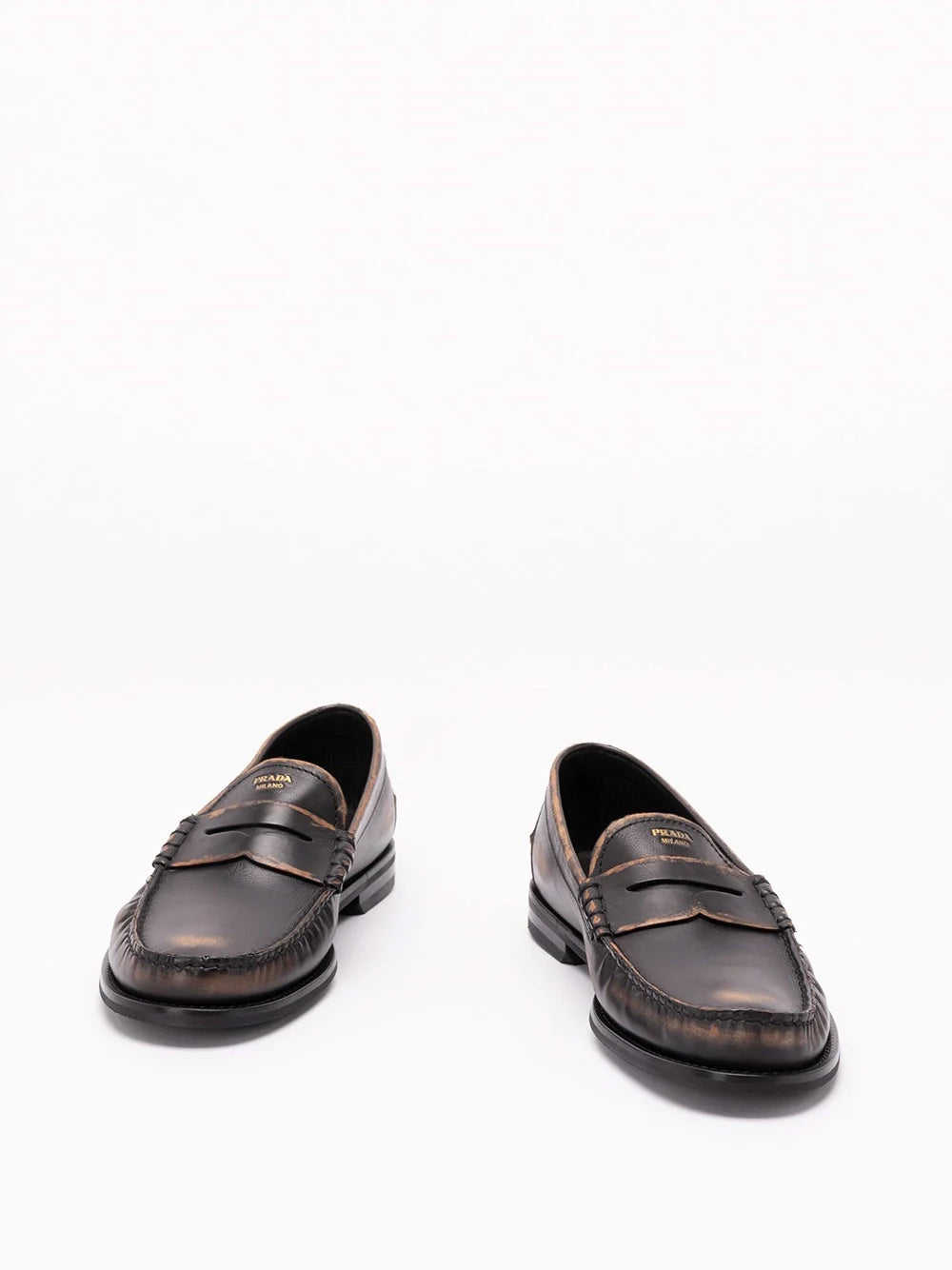 Prada Men Antiqued Leather Loafers