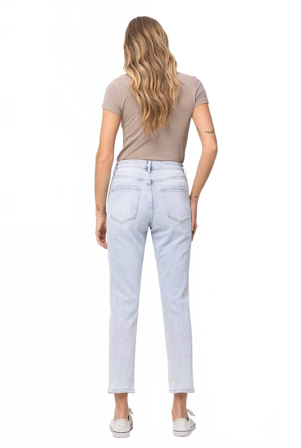 Ripped Stretch Mom Jean In Blue