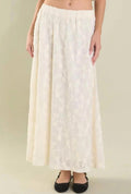Floral Lace Maxi Skirt In Off White