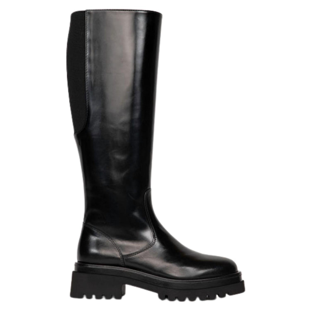 Women's Golva Leather Knee High Boots In Poncho Negro