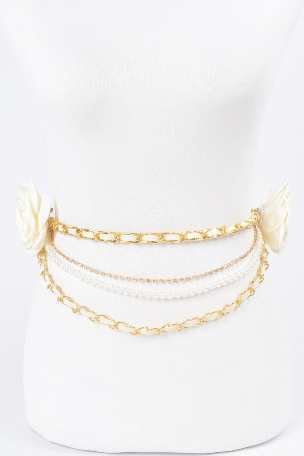 Two Flowers Multi Layered Chain Belt