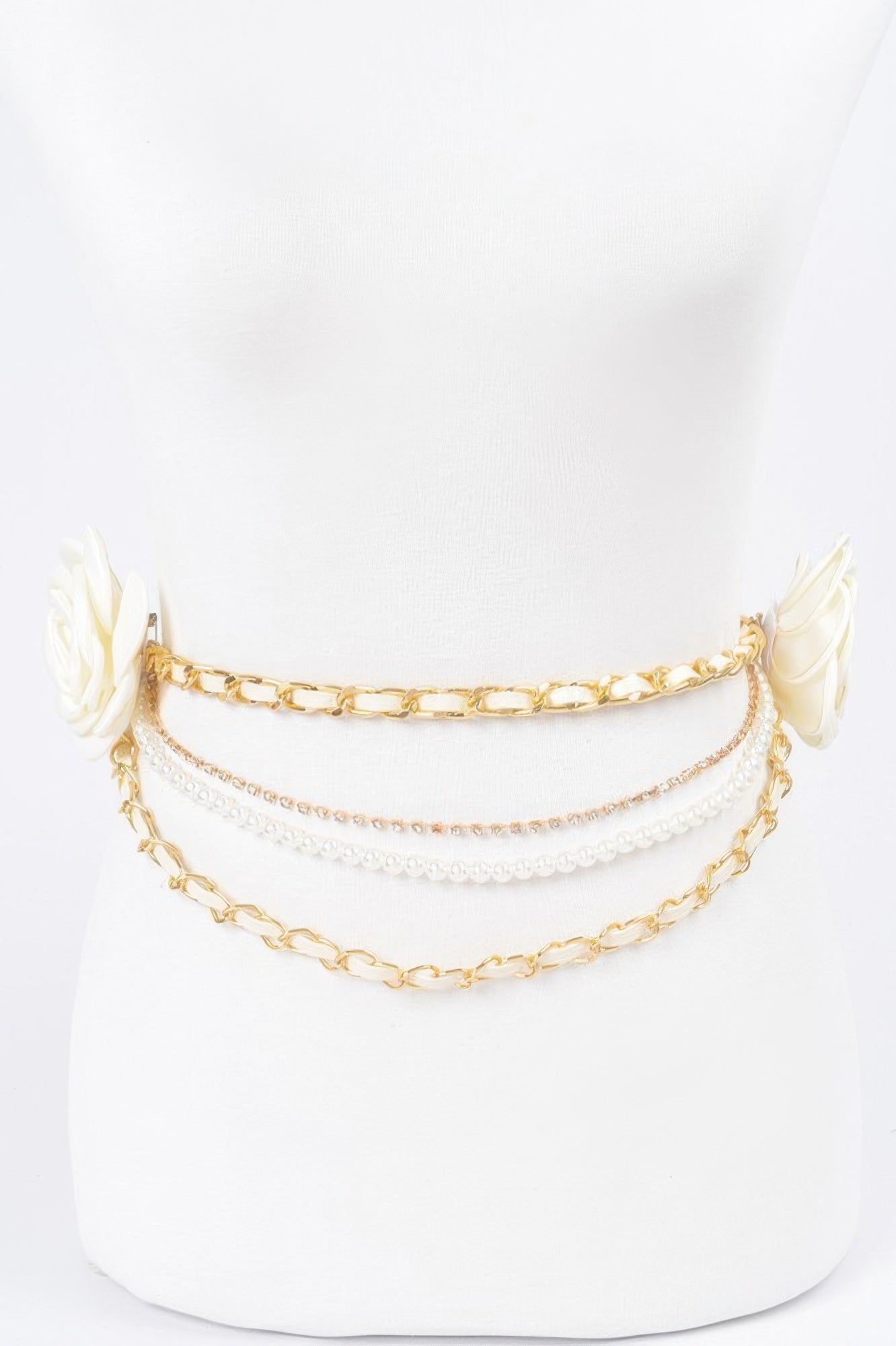 Two Flowers Multi Layered Chain Belt