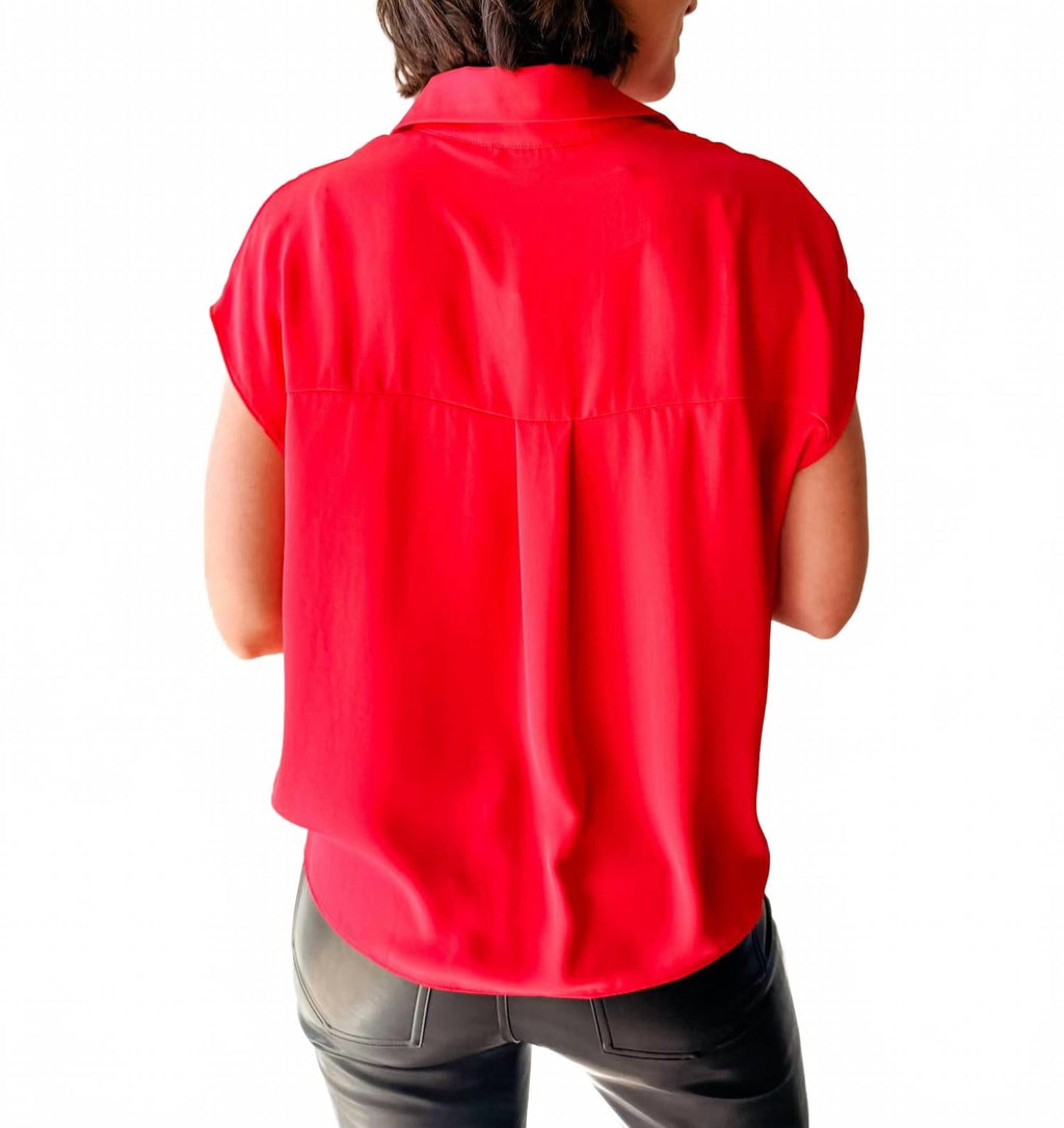 Rouge Classic Button Blouse In Red