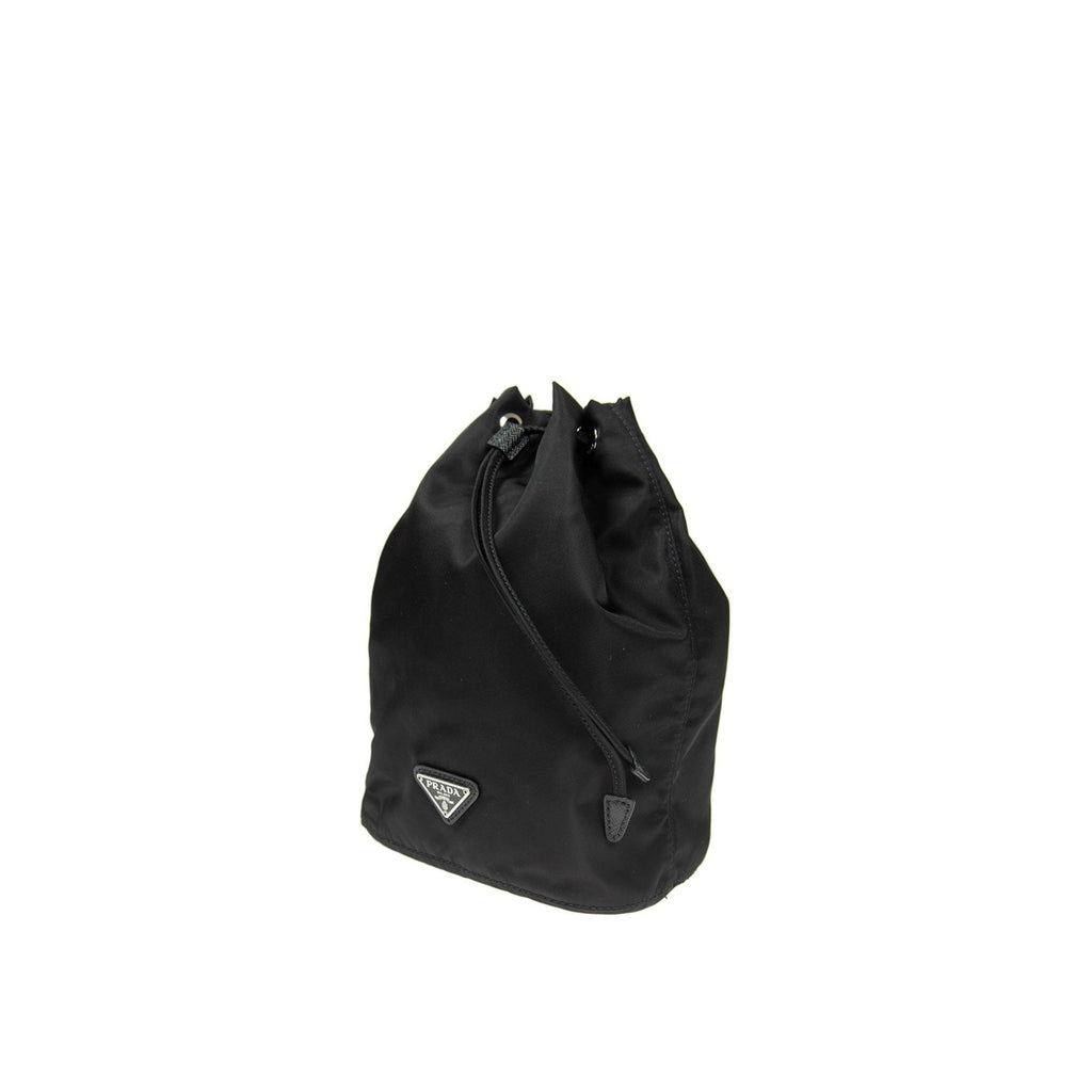 Prada Nylon And Leather Drawstring Pouch Women
