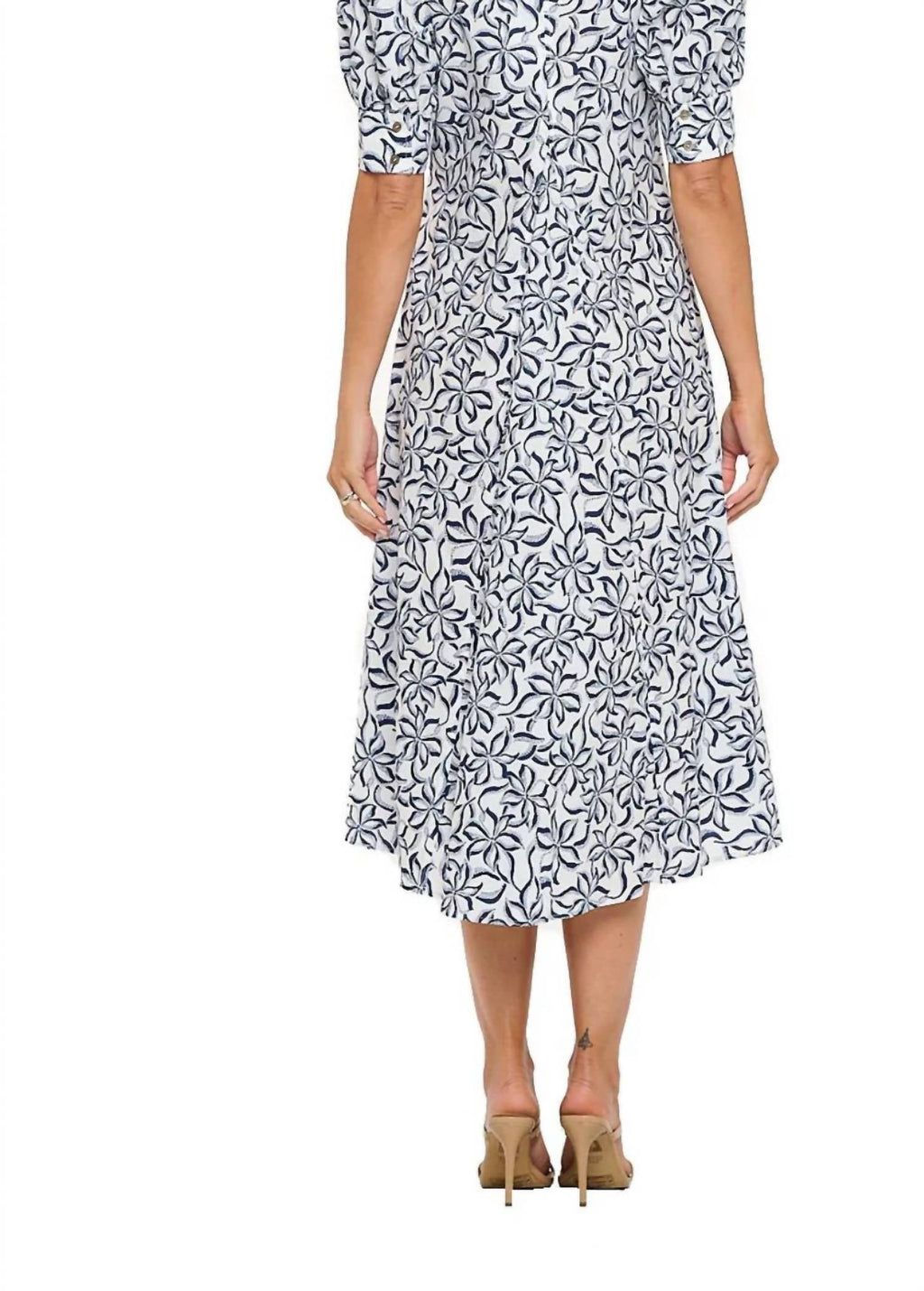 Bruan Midi Dress In Navy/white