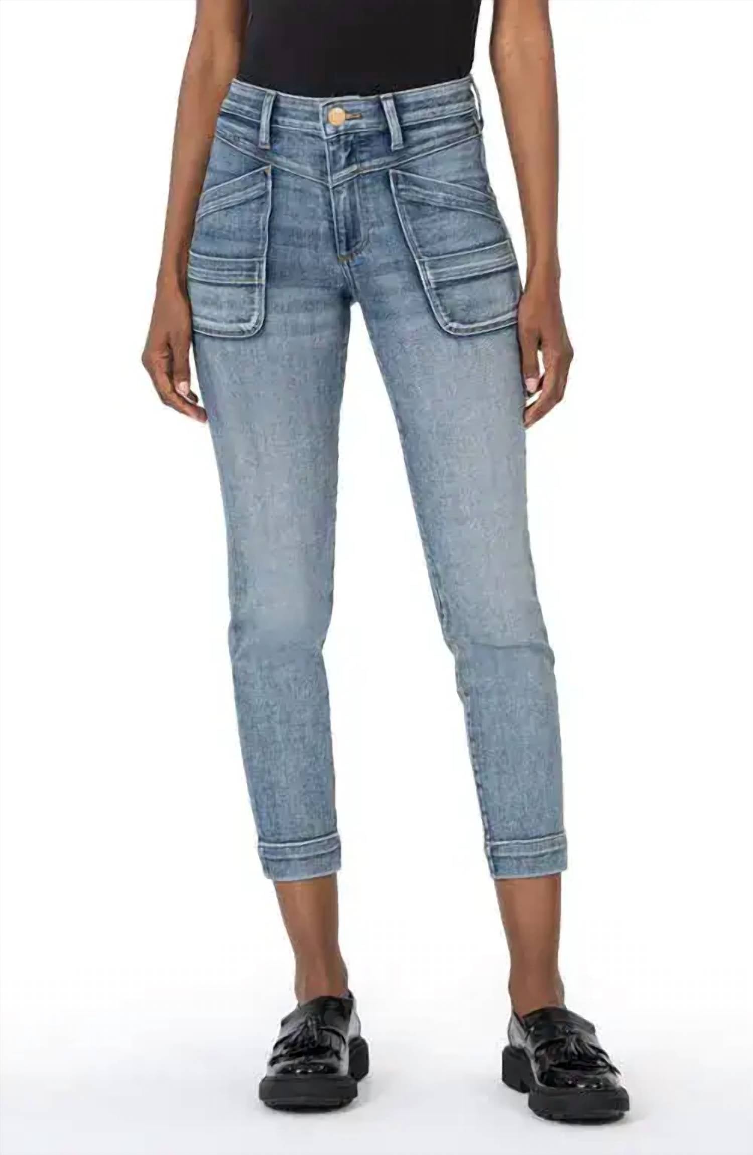 Reese High Waist Crop Skinny Jeans In Electric