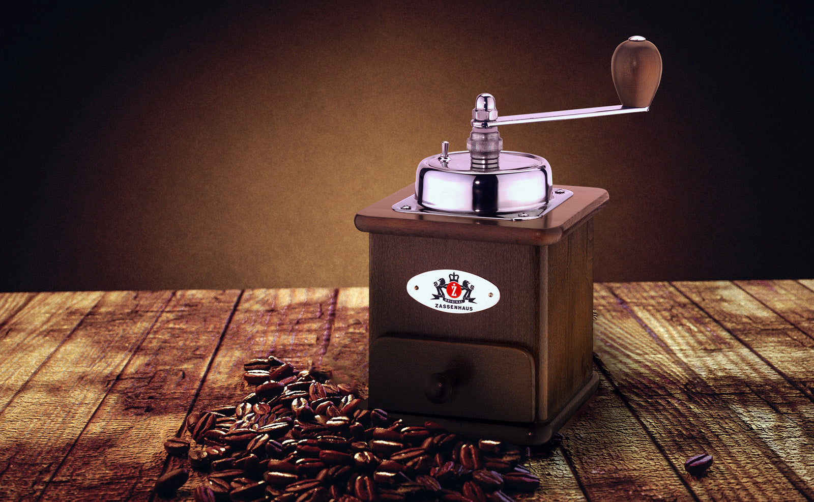 Zassenhaus Brasilla Manual Hand Crank Coffee Mill and Grinder, Dark Beechwood