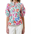 Kivia Blossom Smocked Neck Top In Floral