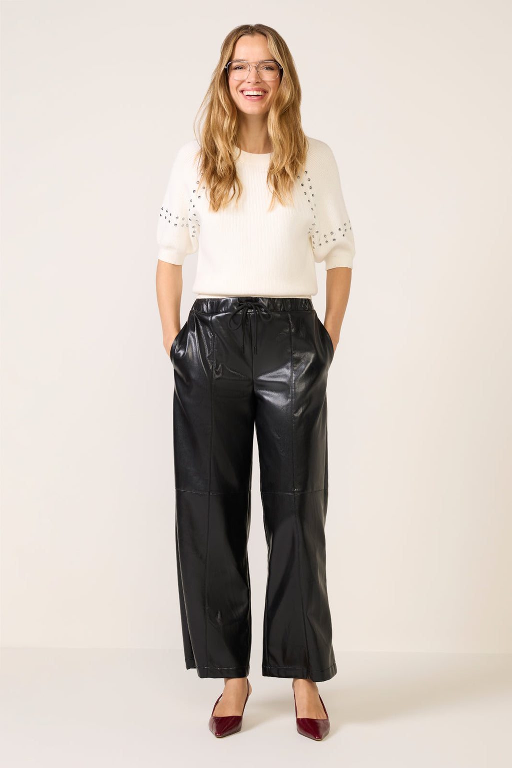 Women's Jordan Faux Leather Wide Leg Pants