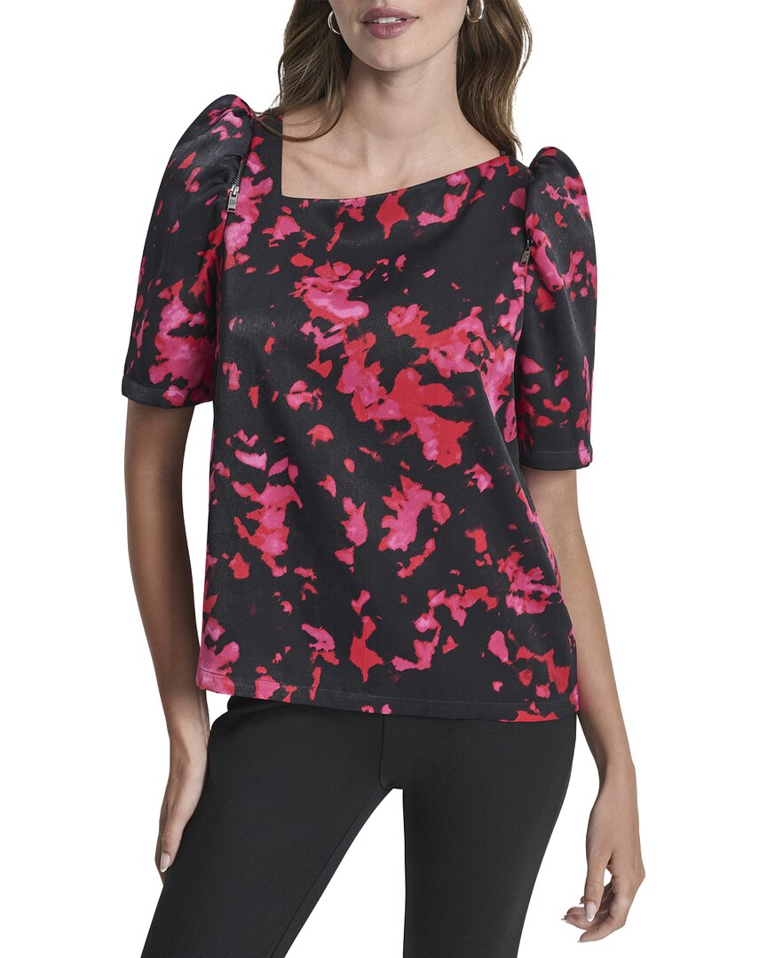 DKNY Print Zip Shoulder Blouse
