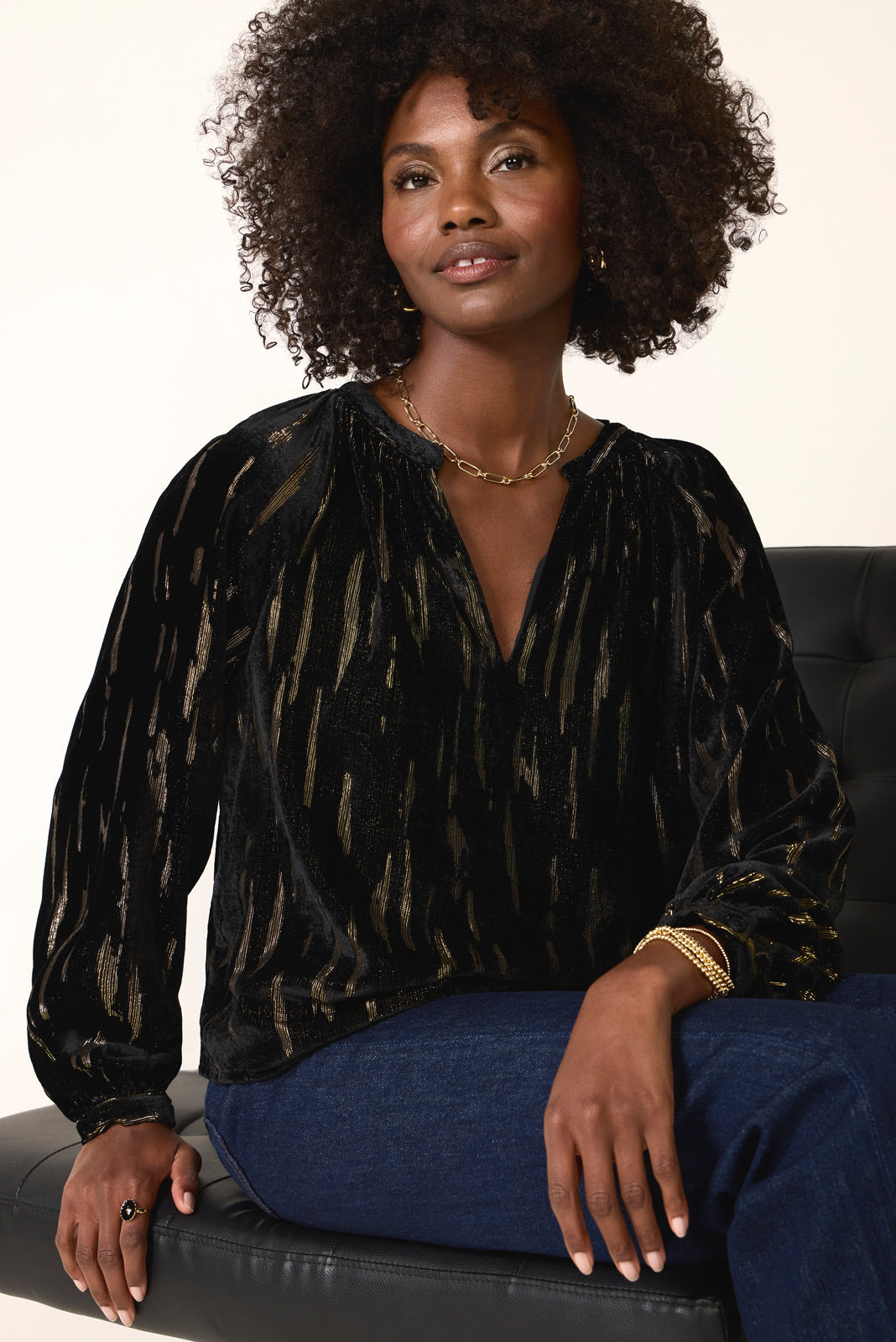Women's Lucy Velvet Burnout Blouse
