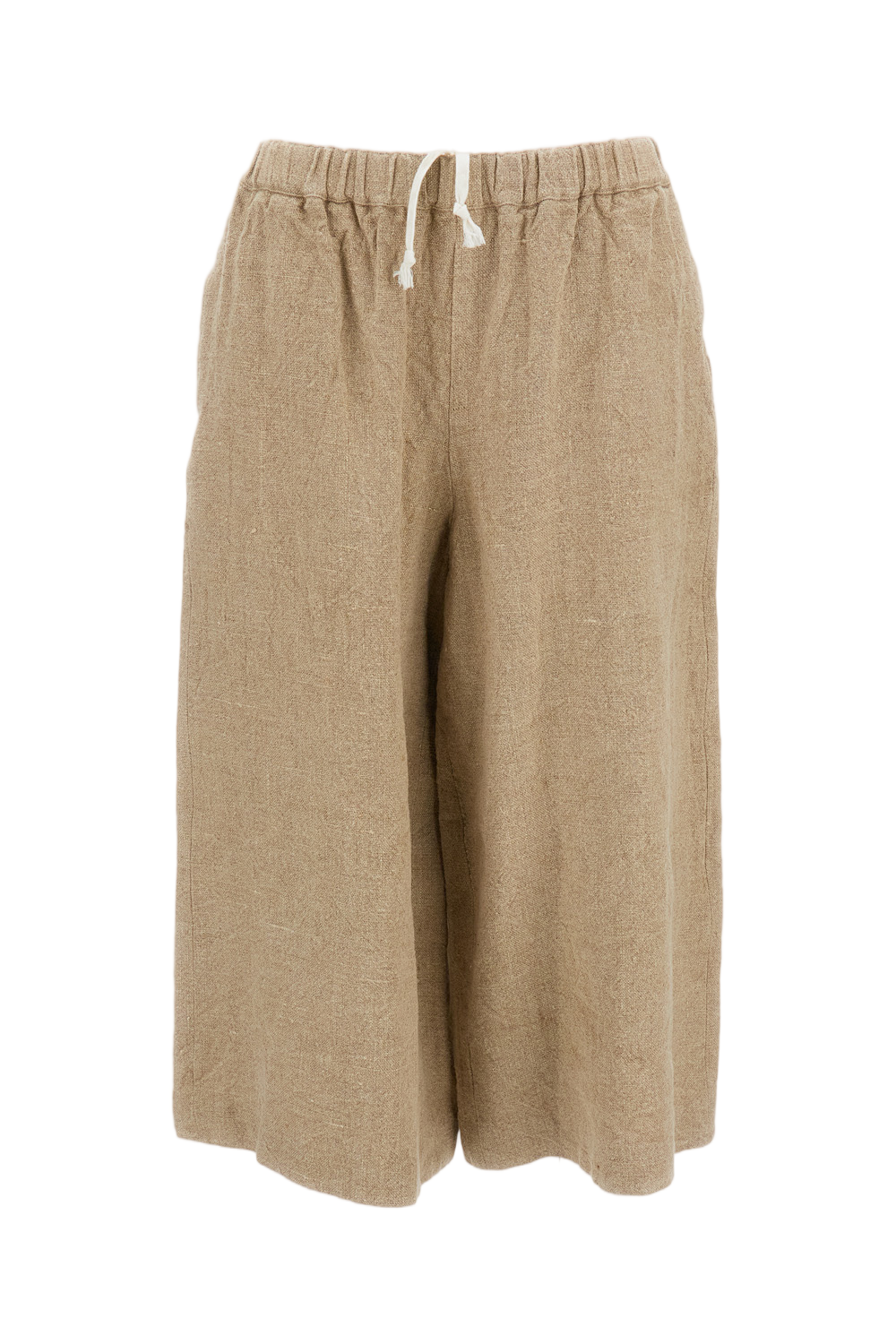Beige Culotte Linen Trousers