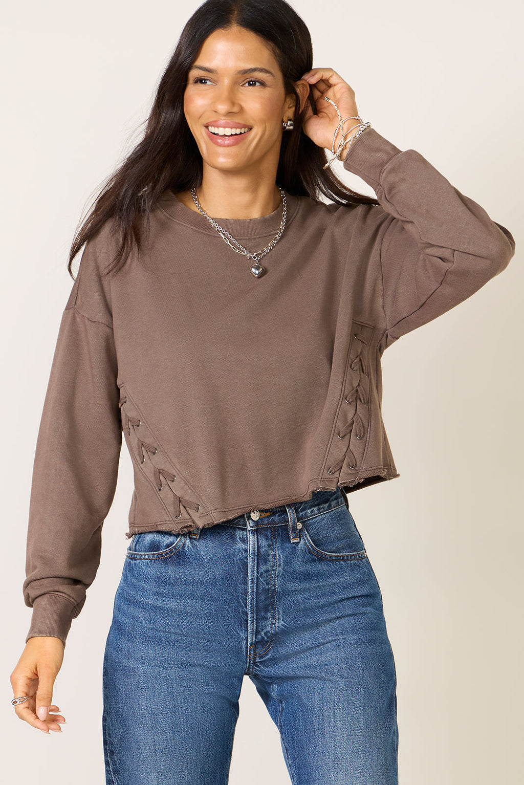 Women's Amelia Side Lace Up Sweatshirt
