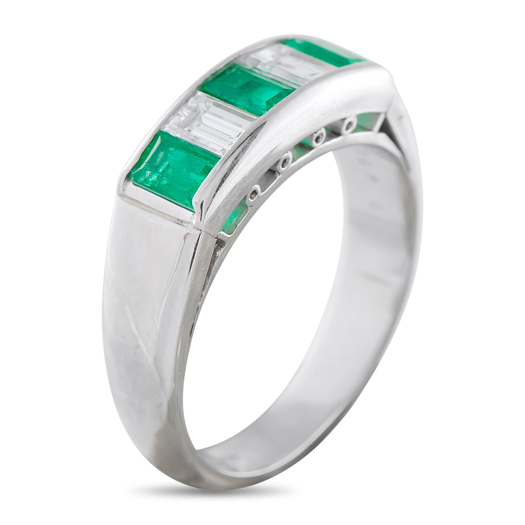 LB Exclusive Platinum 0.45ct Diamond and Emerald Ring MF02-041026