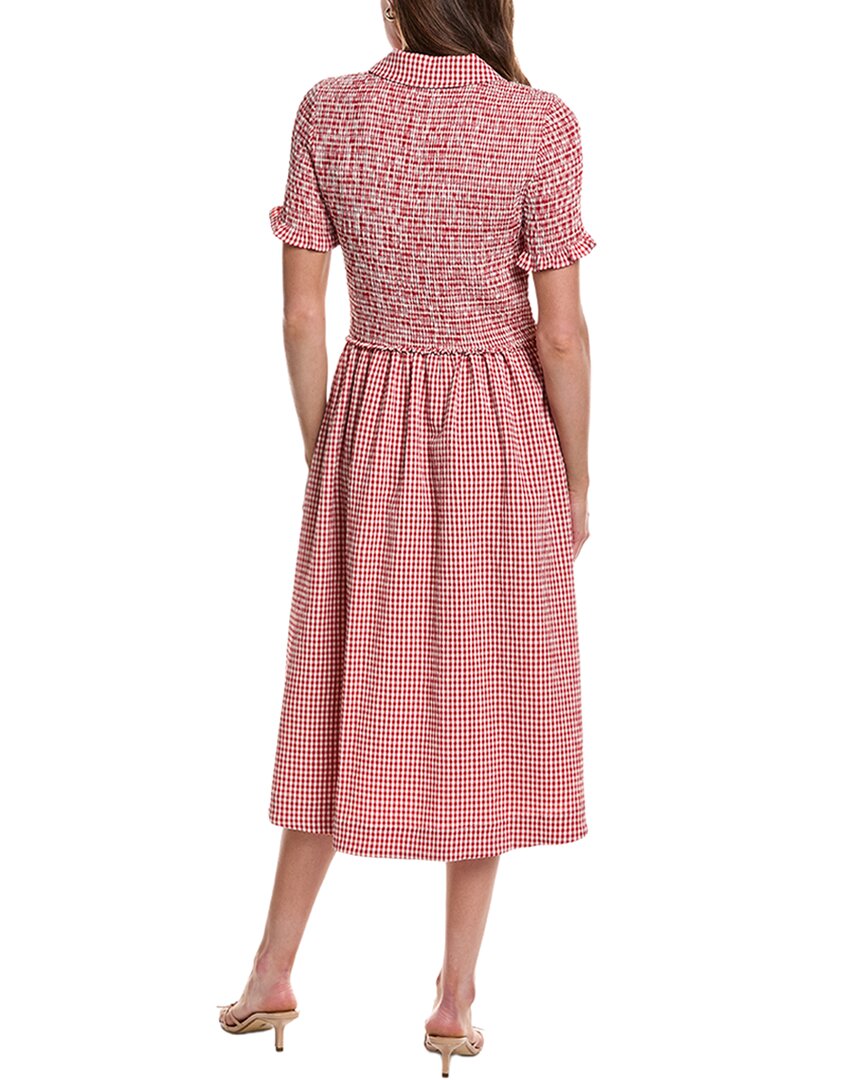 Design History Smocked Gingham Midi Dress