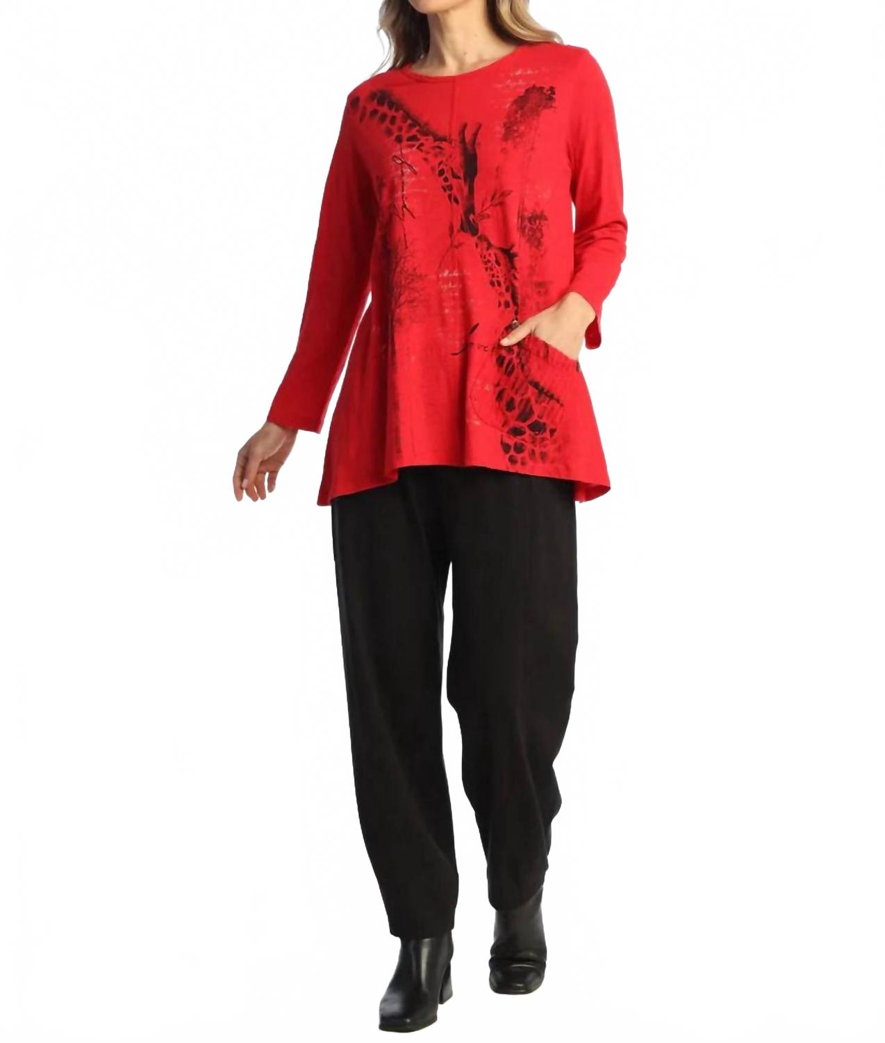 Single Pocket Safari Top In Red/ Black