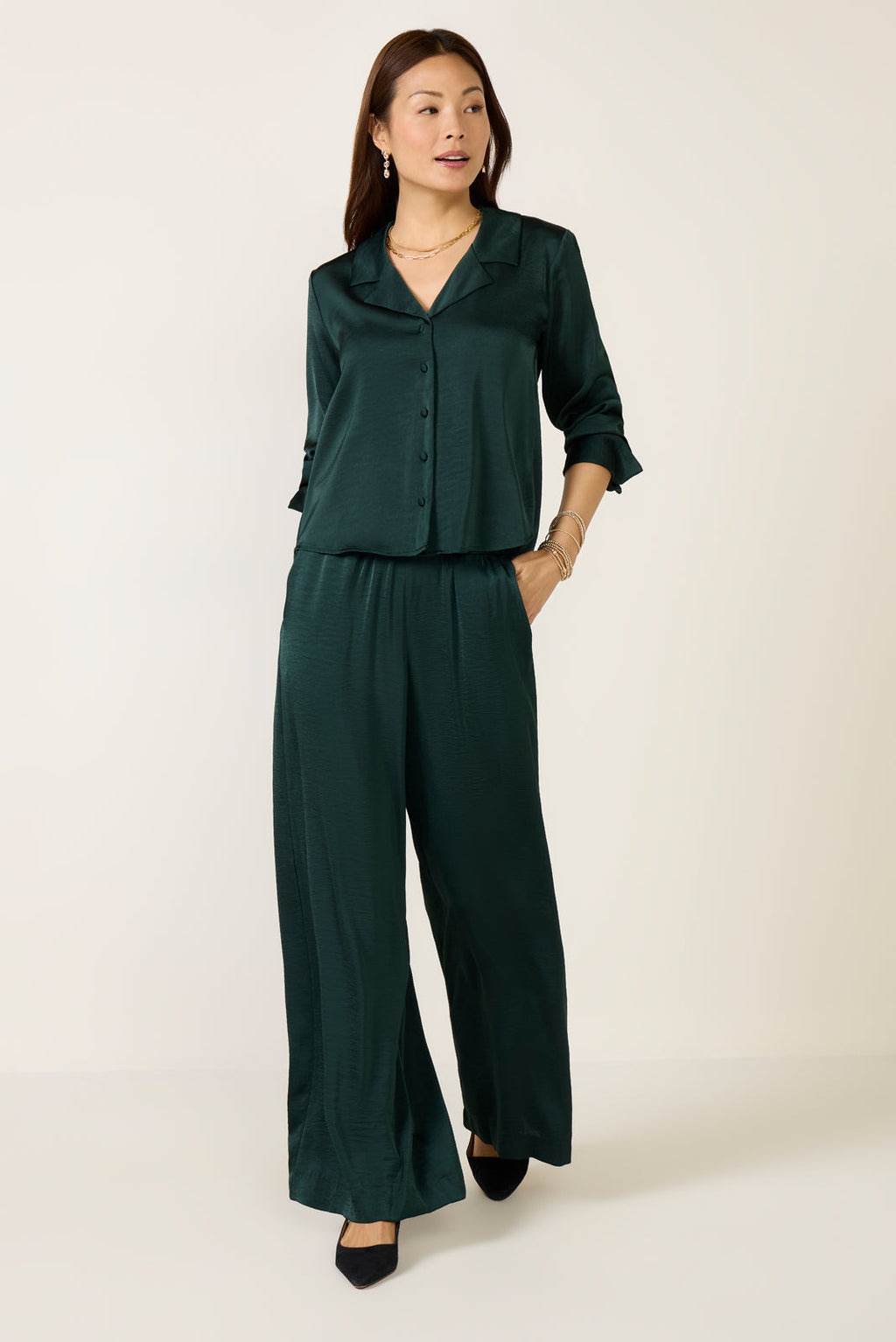Women's Isolde Wide Leg Satin Pants