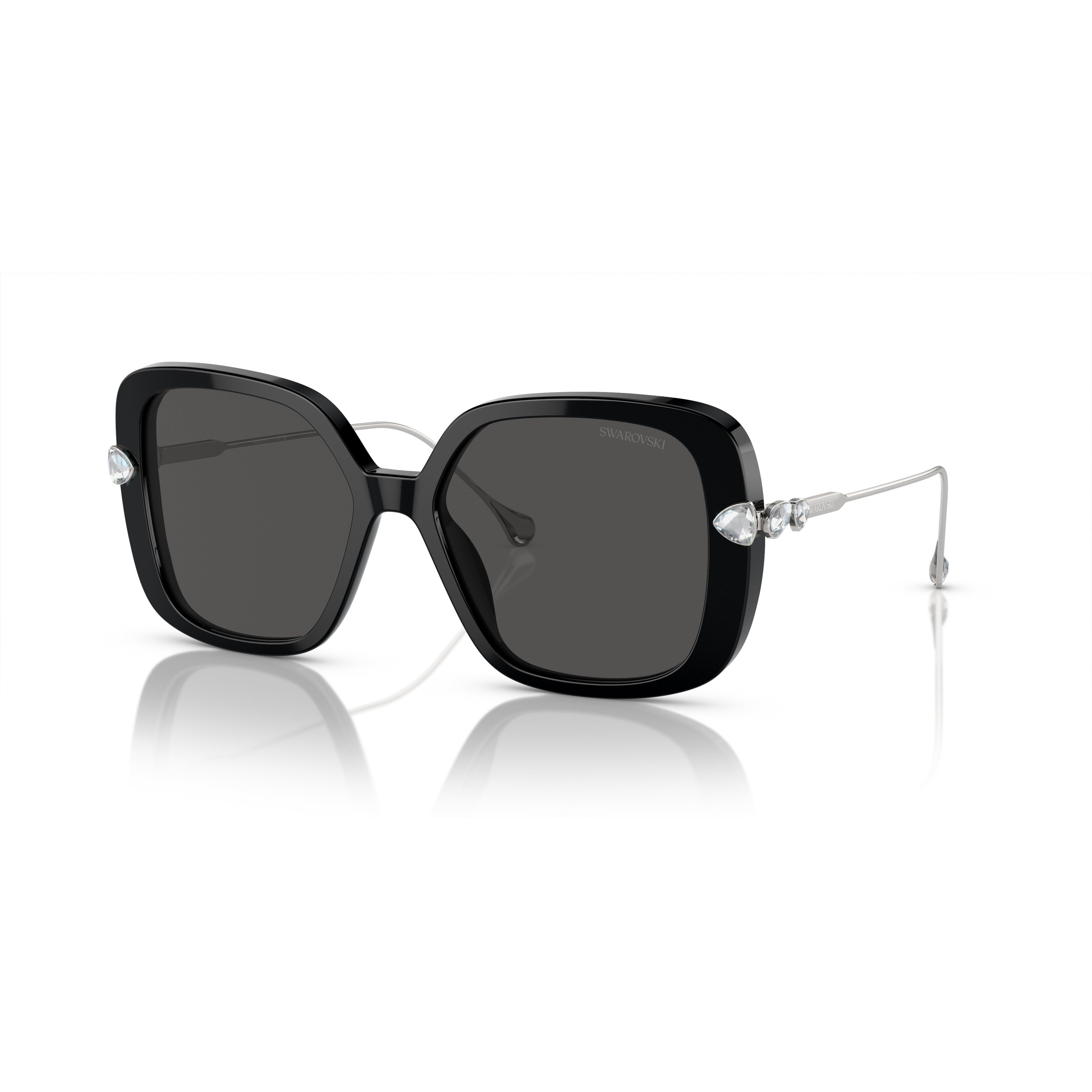 0Sk6011 Large Square Black Acetate Sunglasses with Crystal Embellishments
