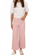 Cotton Twill Wide Leg Pant In Dusty Pink