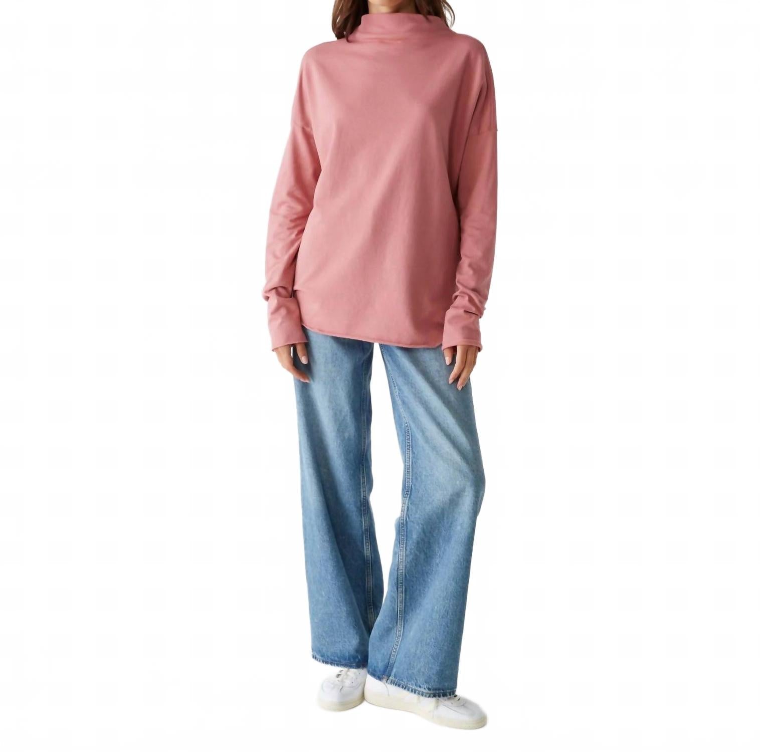 Laurel Mock Neck Top In Pink