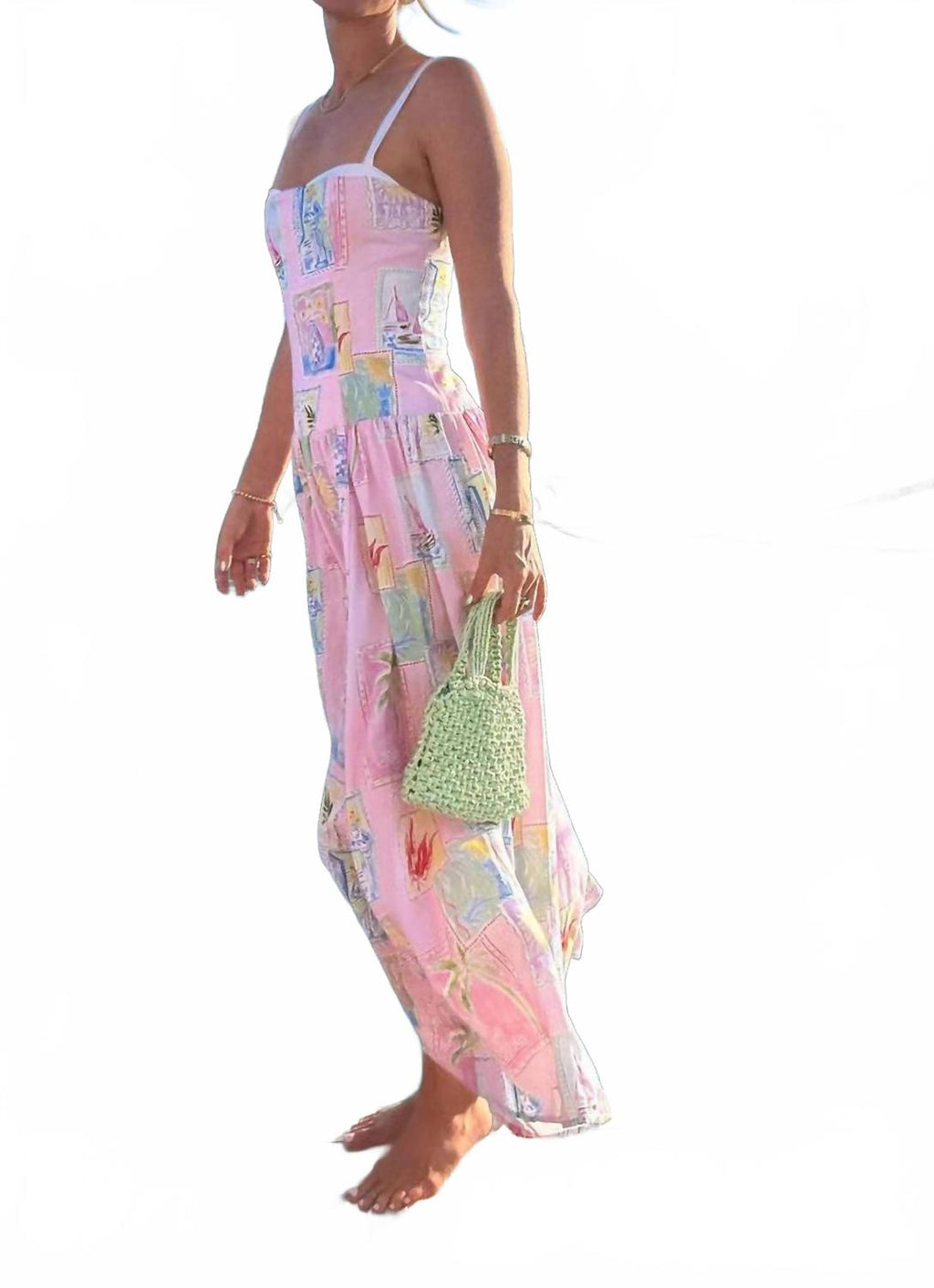 Hepburn Midi Dress In Summer Soleil Linen