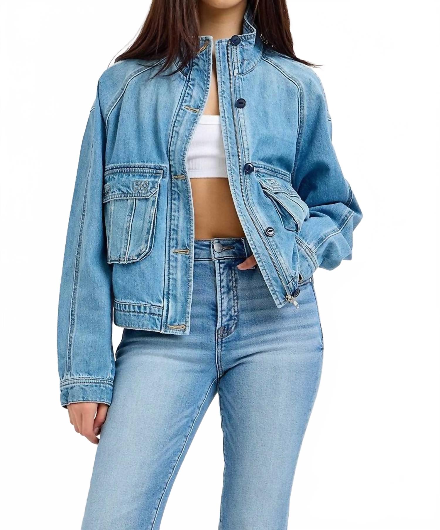 Sasha Pocket Denim Jacket In Blue