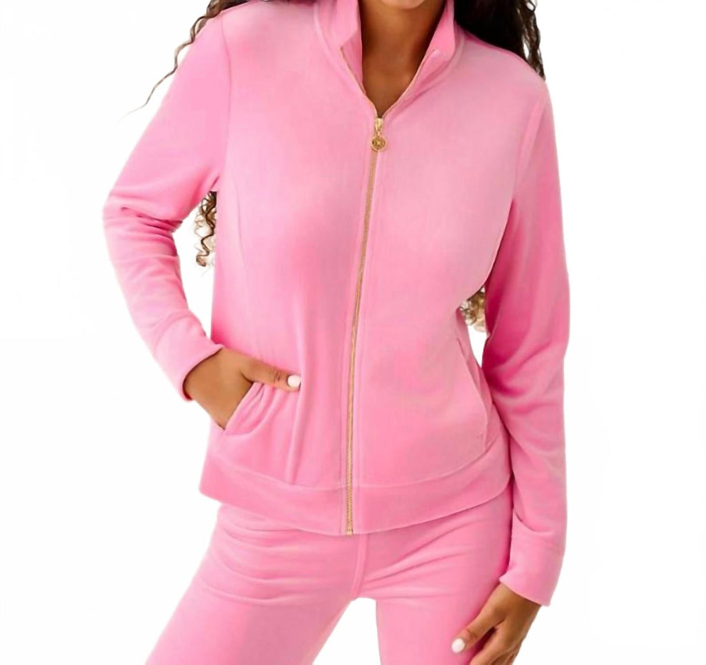 Regate Velour Jacket In Confetti Pink