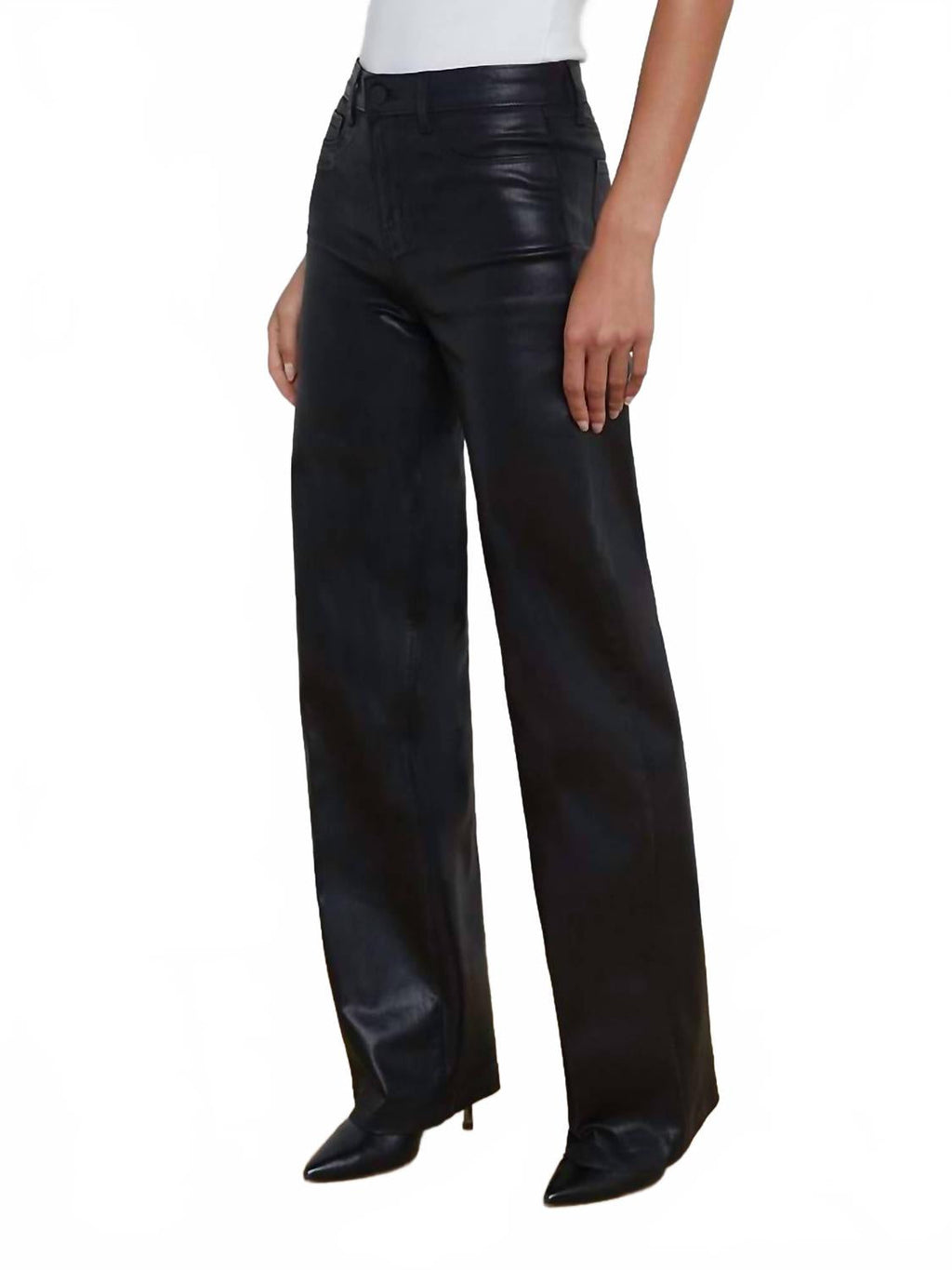 Clayton Coated Wide-Leg Jean In Noir