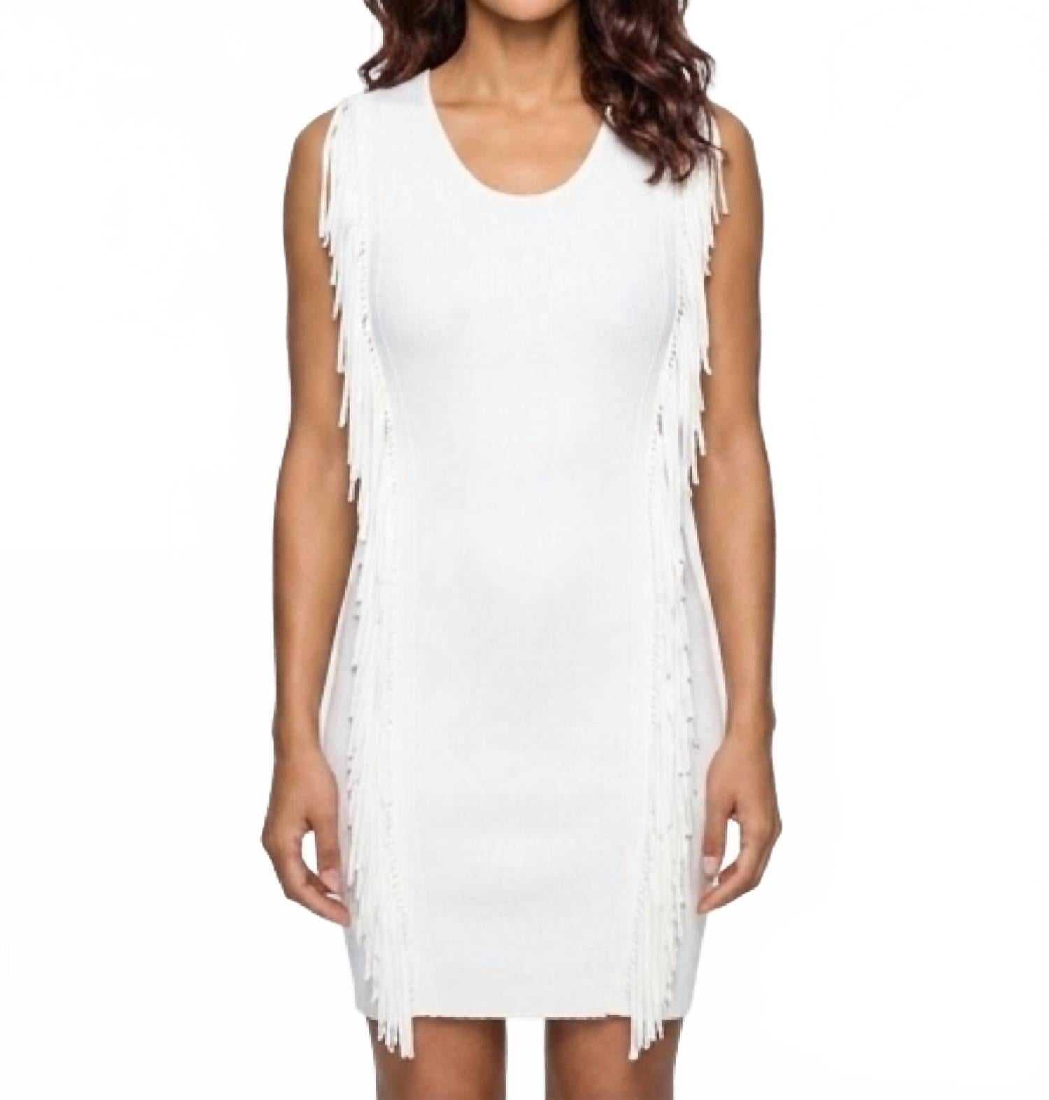 Bailando Fringe Dress In 3331 Chalk