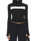 Lennon Rib Turtleneck Top In Black/white