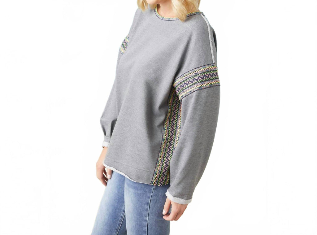 Andi French Terry Crew Neck Sweatshirt In Heather Grey