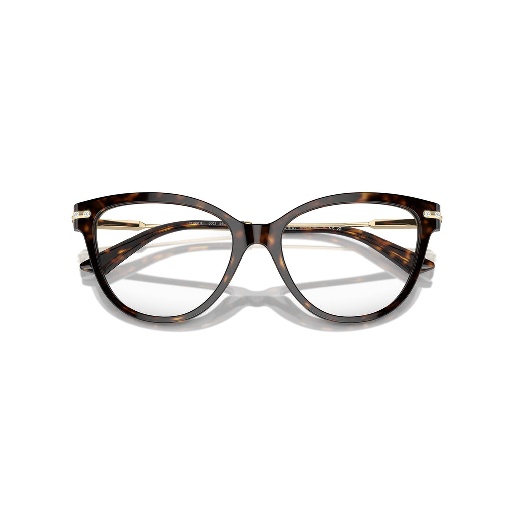 0Jc3001B Cat-Eye Acetate Eyeglasses with Metallic Gold Temples