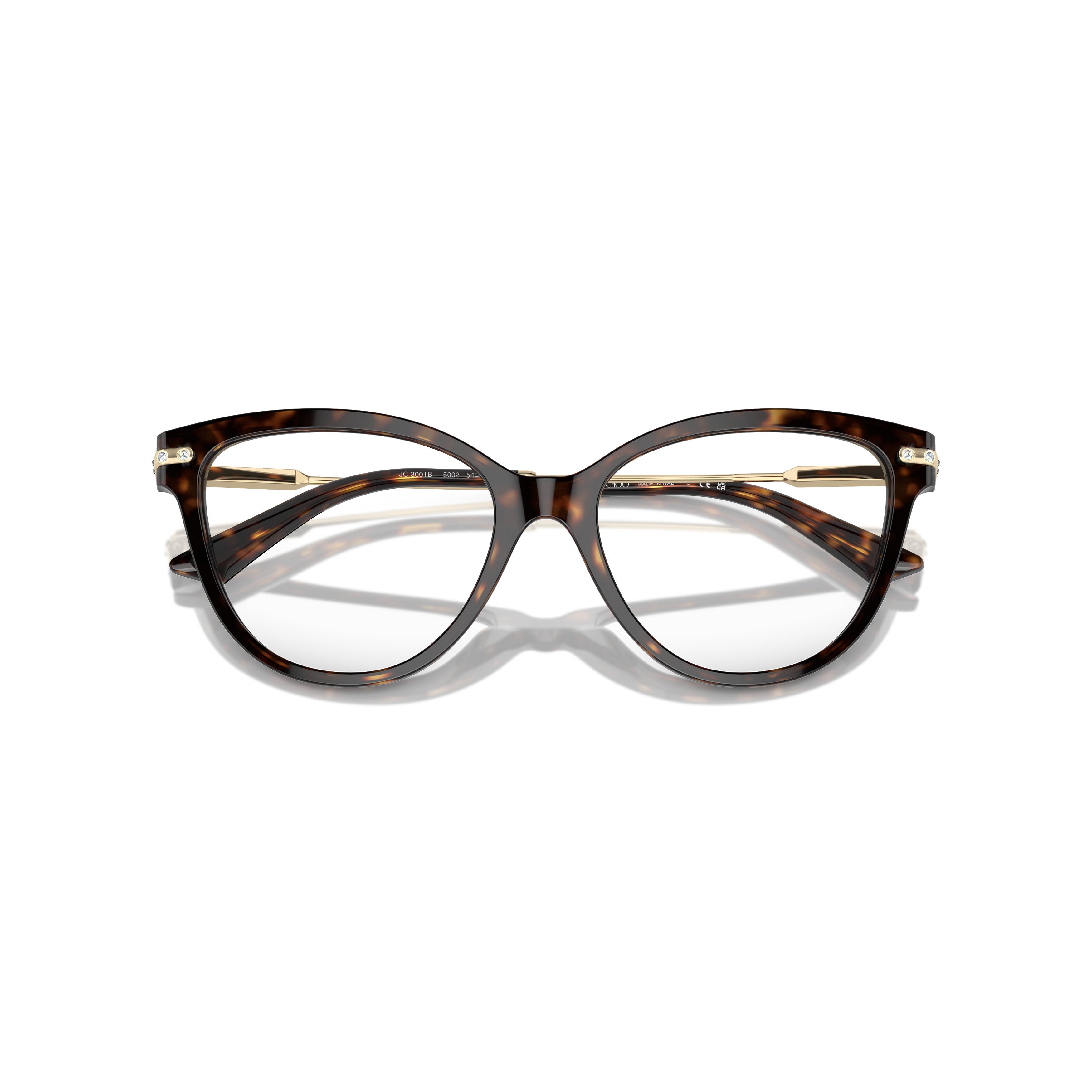 0Jc3001B Cat-Eye Acetate Eyeglasses with Metallic Gold Temples