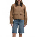 Uptown Cropped Utility Jacket In Brown