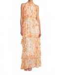 Mari Tiered Dress In Orange Floral