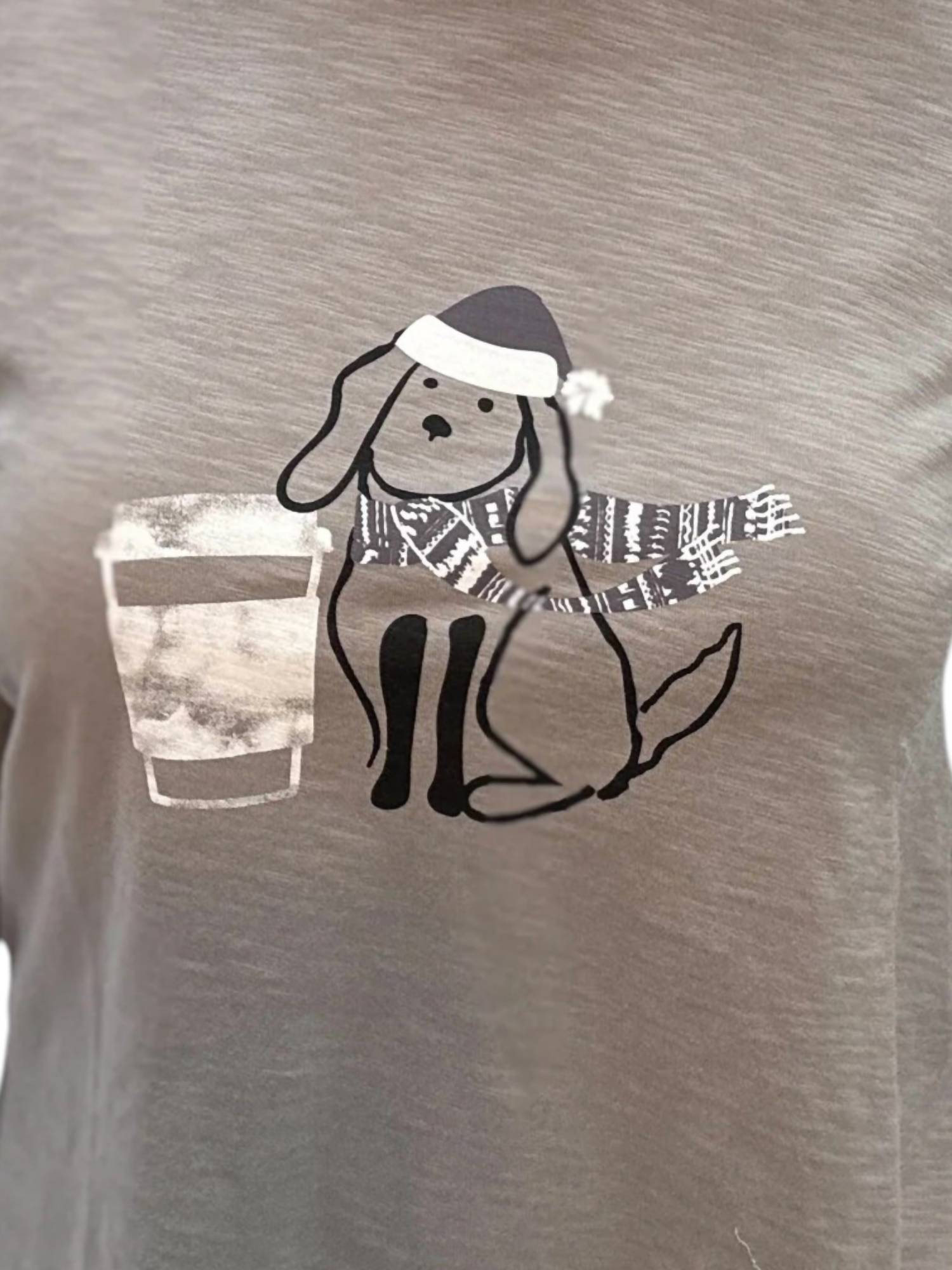 Latte Puppy Boxy Tee In Fog